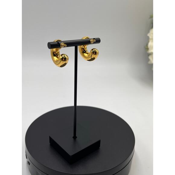 Jenny Bird Chunky Gold Plated Tome Large High Polish Hoop Earrings - Picture 5 of 7